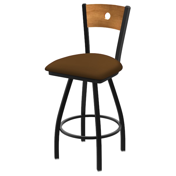 36" Swivel Counter Stool, Nickel Finish, Med Back, Canter Thatch Seat